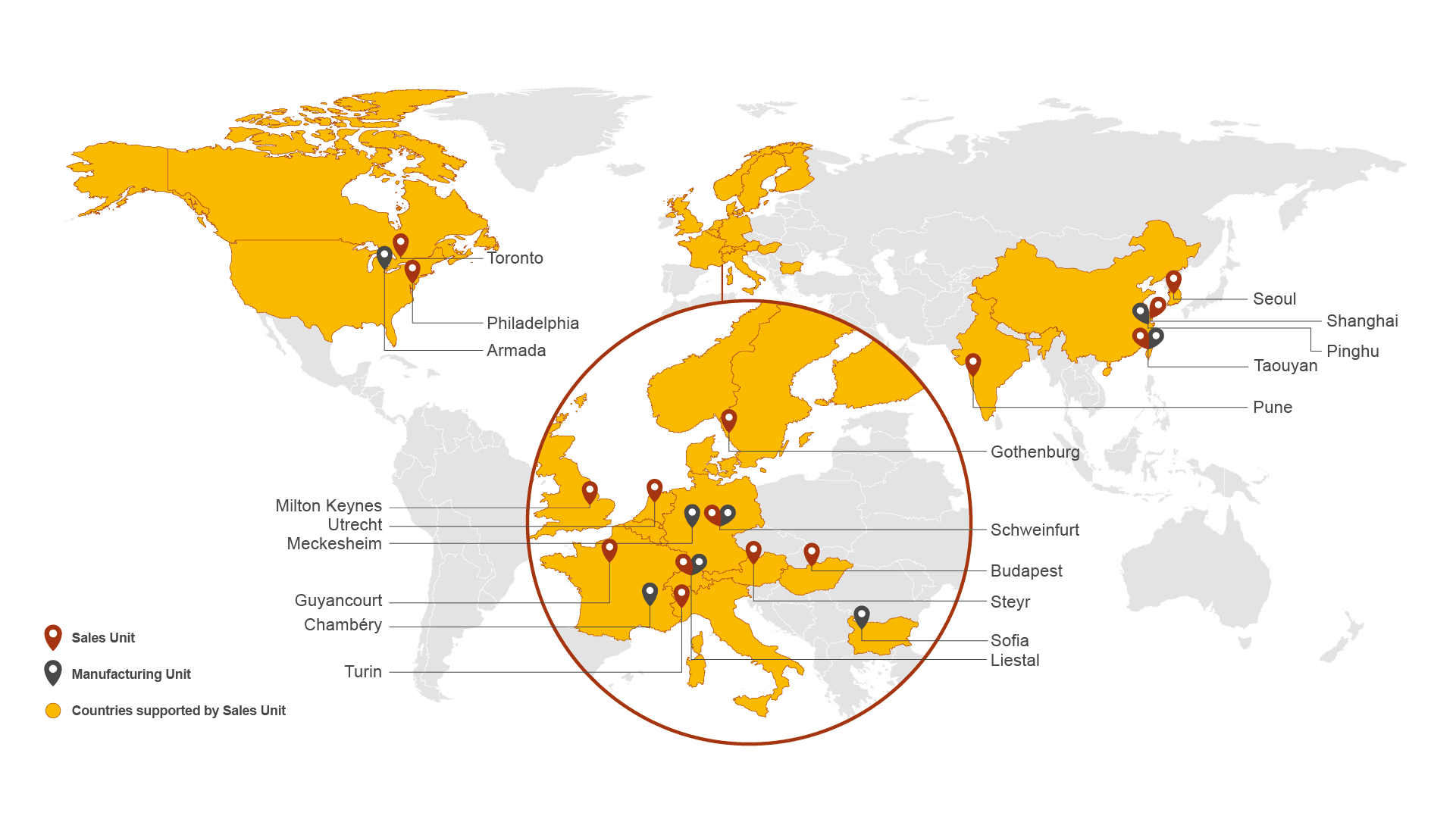 Tập đoàn Ewellix có tám nhà máy và khoảng 1200 nhân viên. Ewellix có trụ sở chính tại Gothenburg, Thụy Điển và thuộc sở hữu của Triton.
