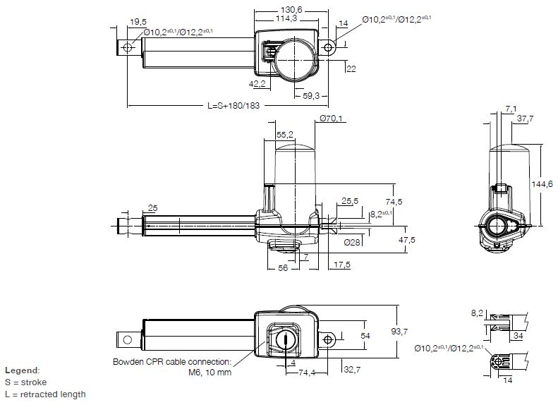 Bản vẽ xi lanh điện CAJA35C