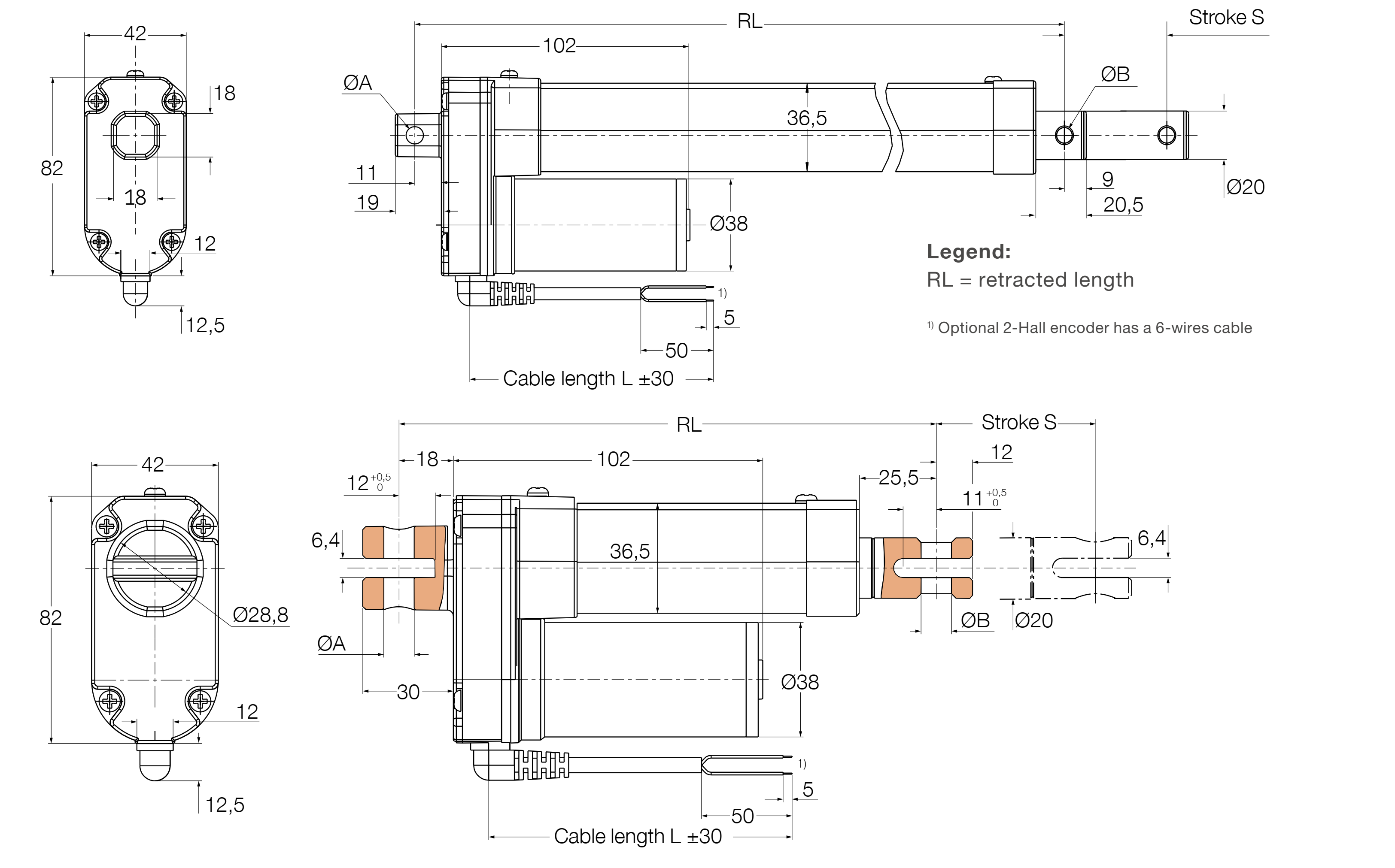 Xi lanh điện CAHB-10-x1 2 Bản vẽ Xi lanh điện CAHB-10 Bản vẽ không kèm phản hồi vị trí