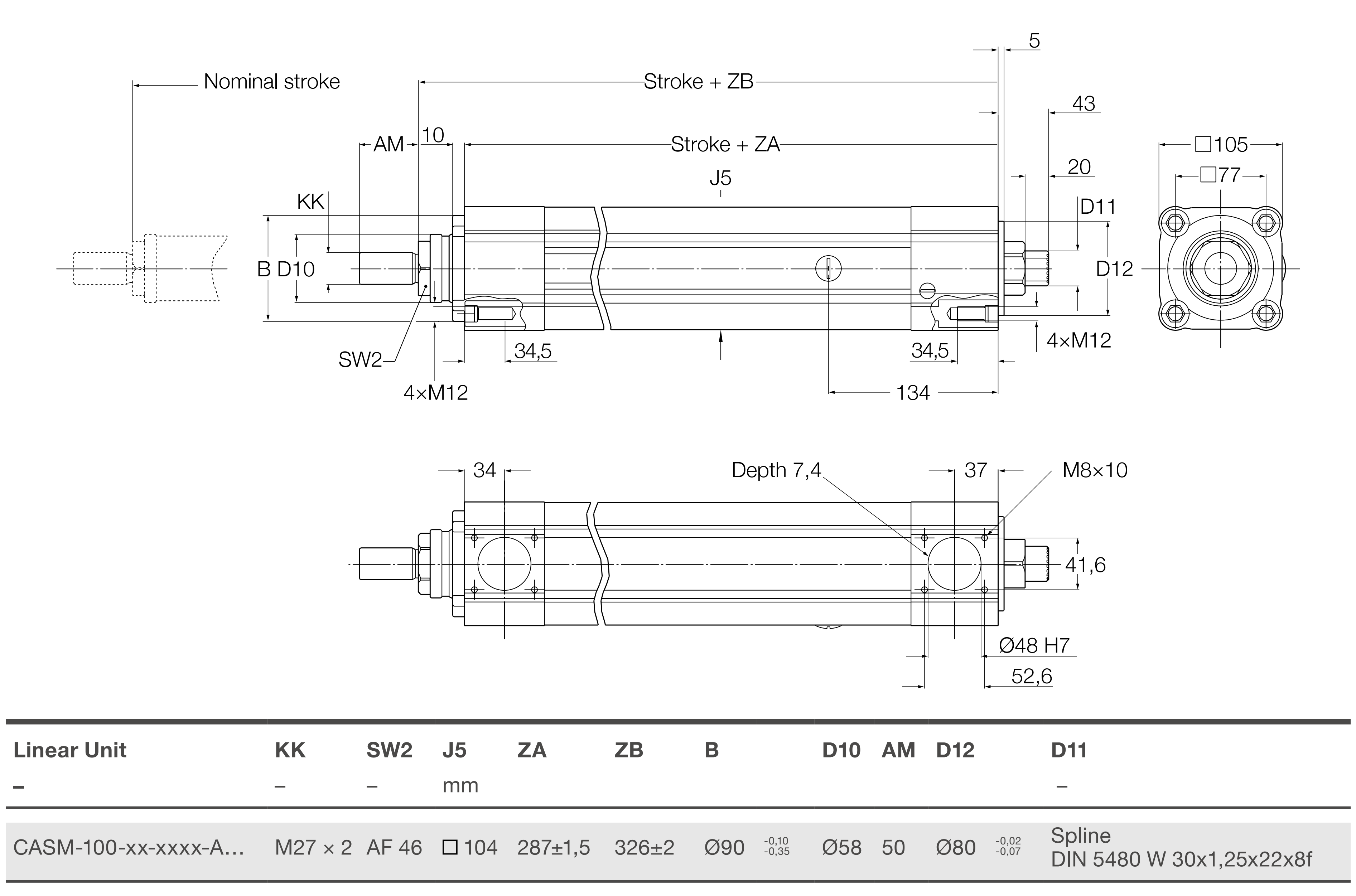 Xi lanh điện CASM-100-BB 10 CASM-100-BB Bản vẽ