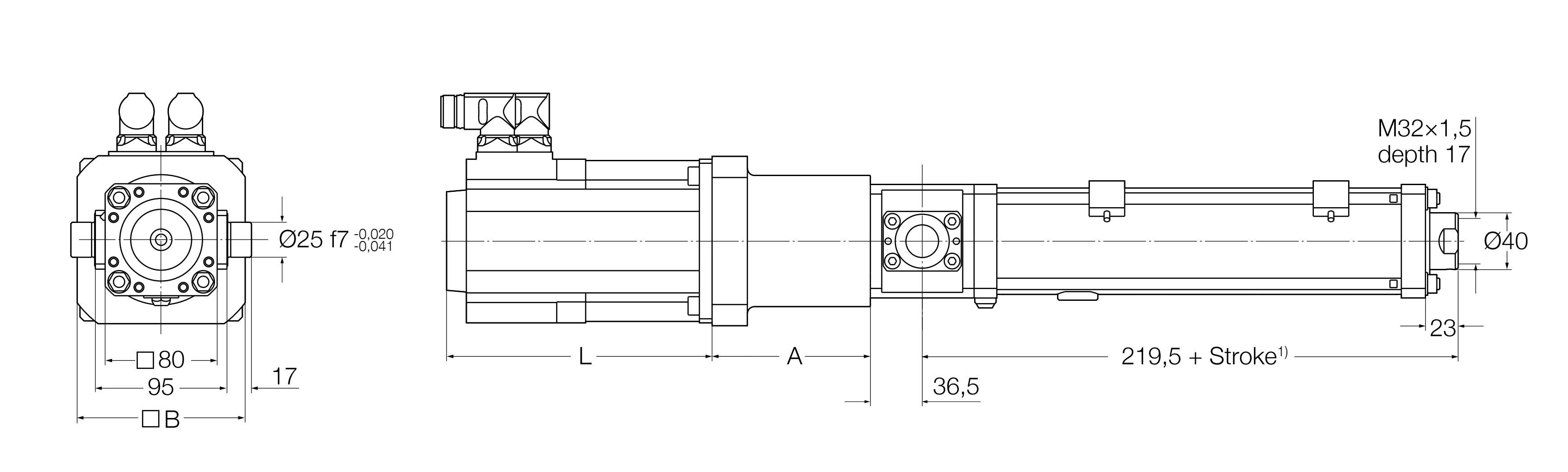 Xi lanh điện LEMC-2105 3 LEMC-S-2105 inline bản vẽ