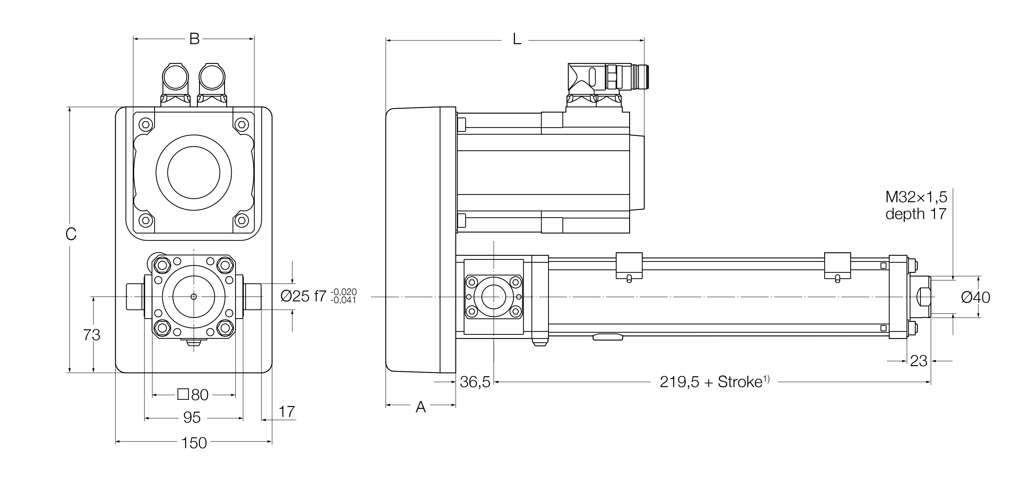 Xi lanh điện LEMC-2105 6 LEMC-S-2105 parallel bản vẽ