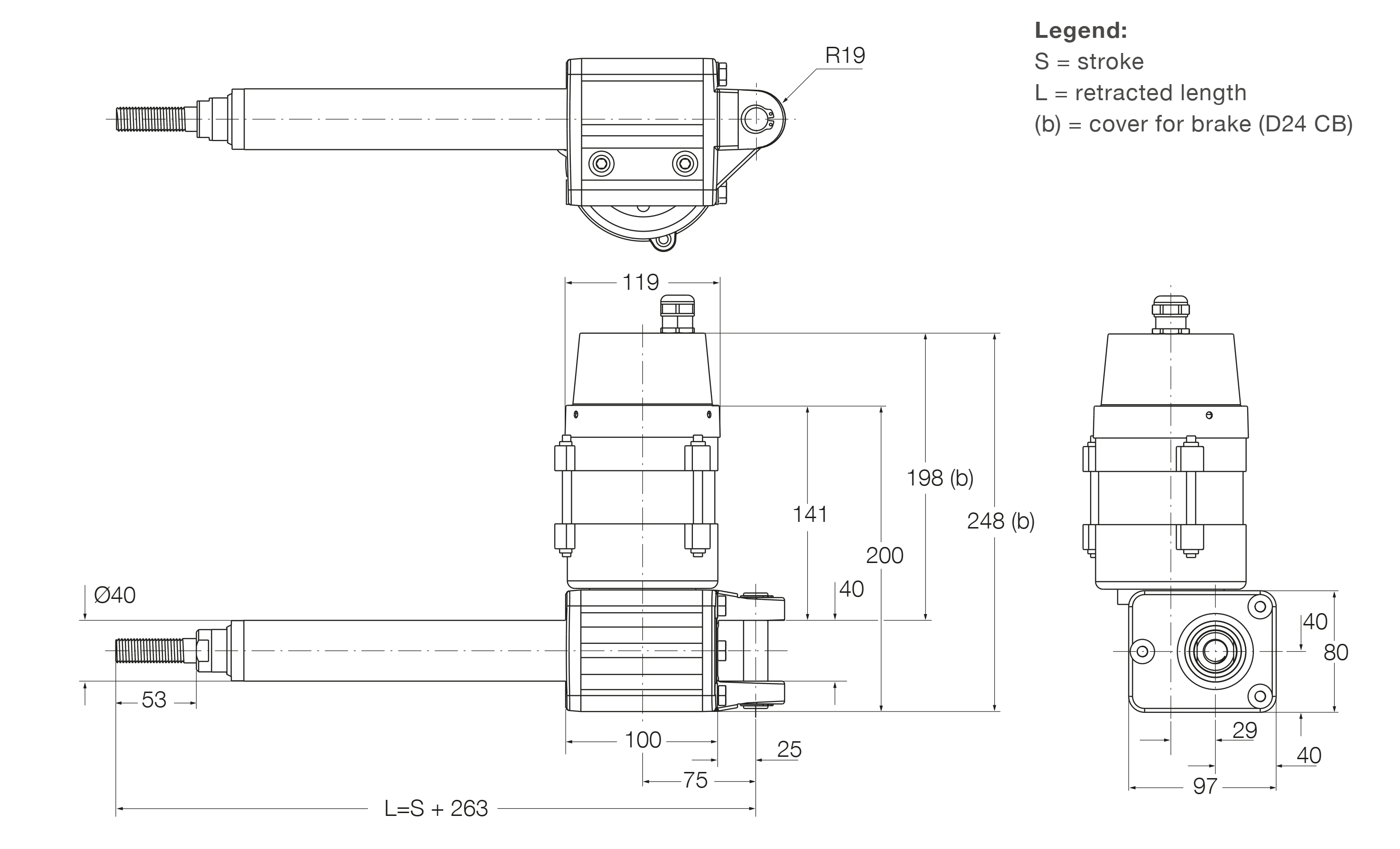 Xi lanh điện CAR 40 4 CAR 40 Bản vẽ AC ver