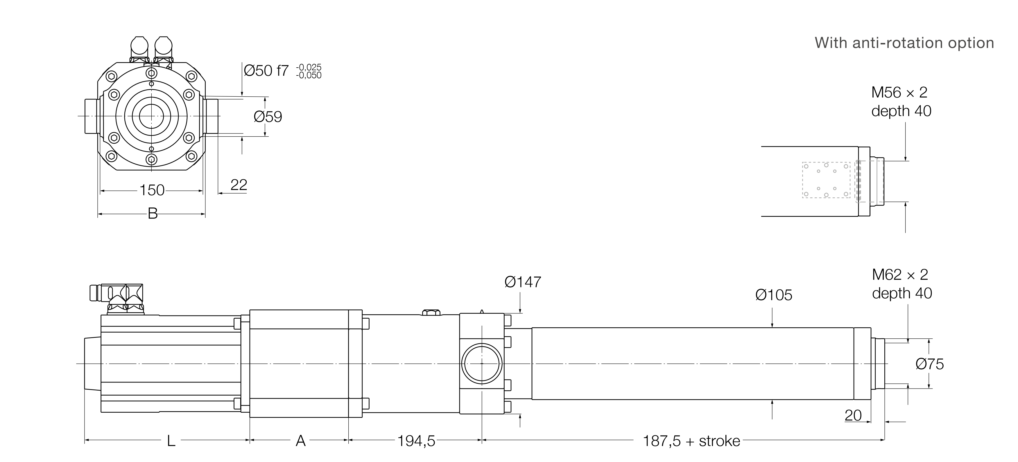 Xi lanh điện SRSA-39xx 3 SRSA-S-39xx inline Bản vẽ