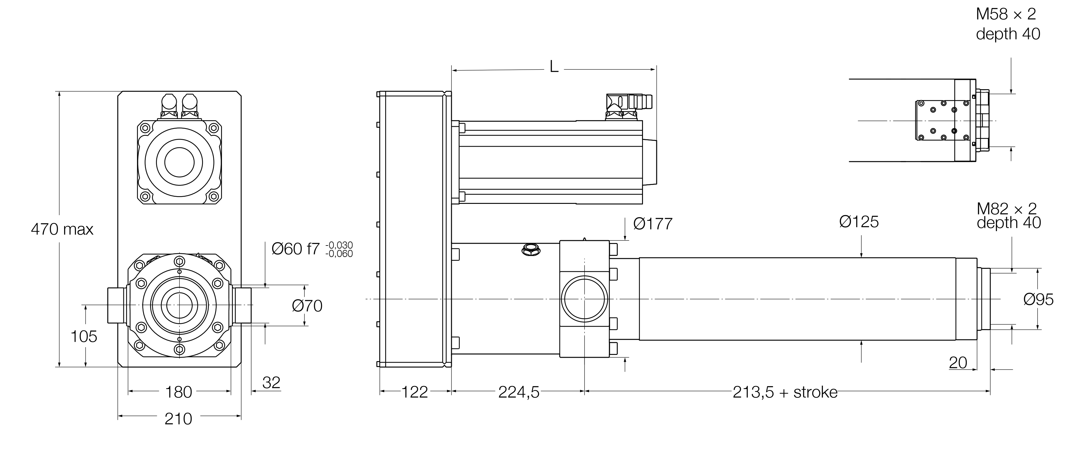 Xi lanh điện SRSA-48xx 6 SRSA-S-48xx parallel Bản vẽ