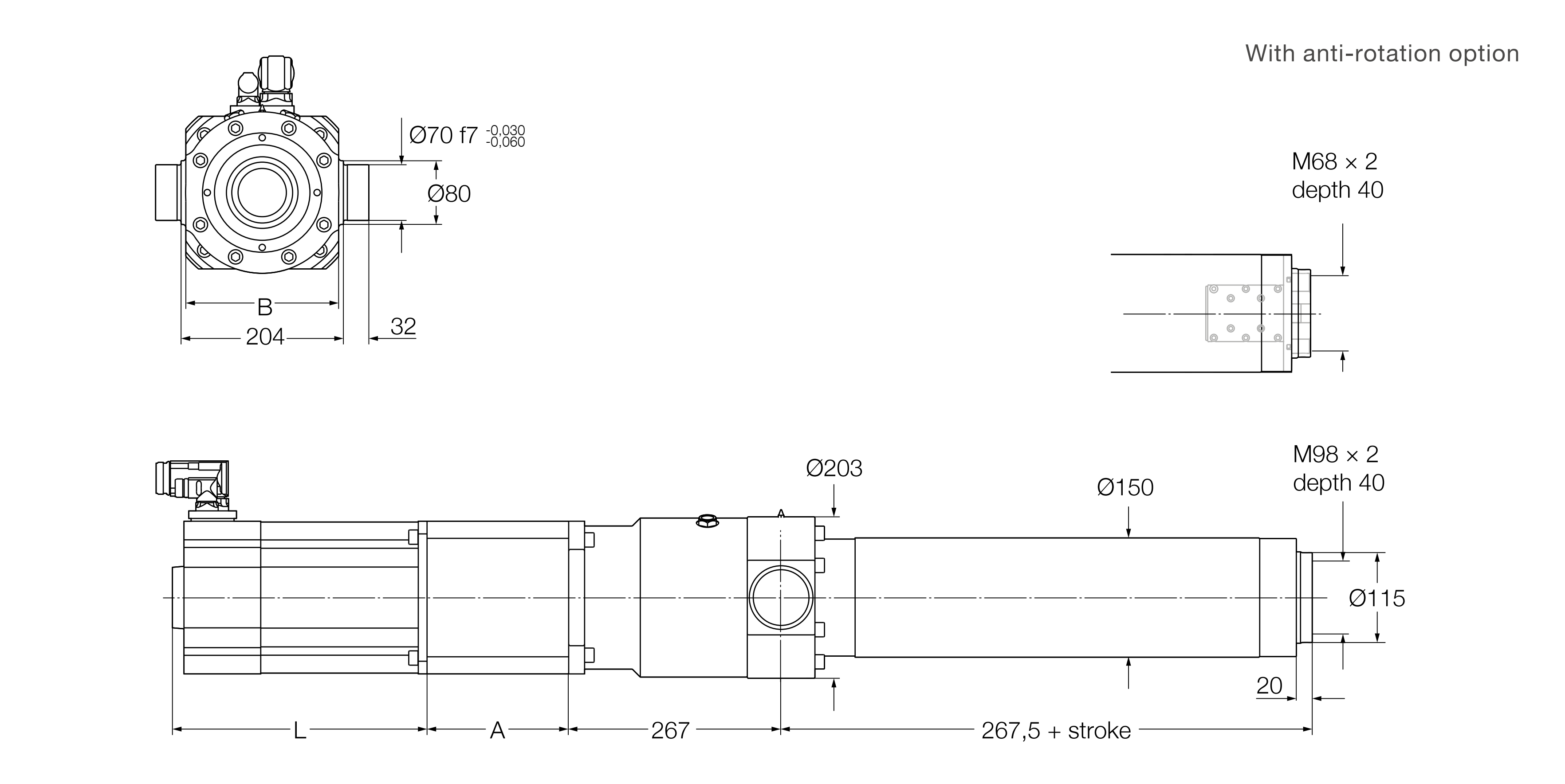 Xi lanh điện SRSA-60xx 3 SRSA-S-60xx inline Bản vẽ