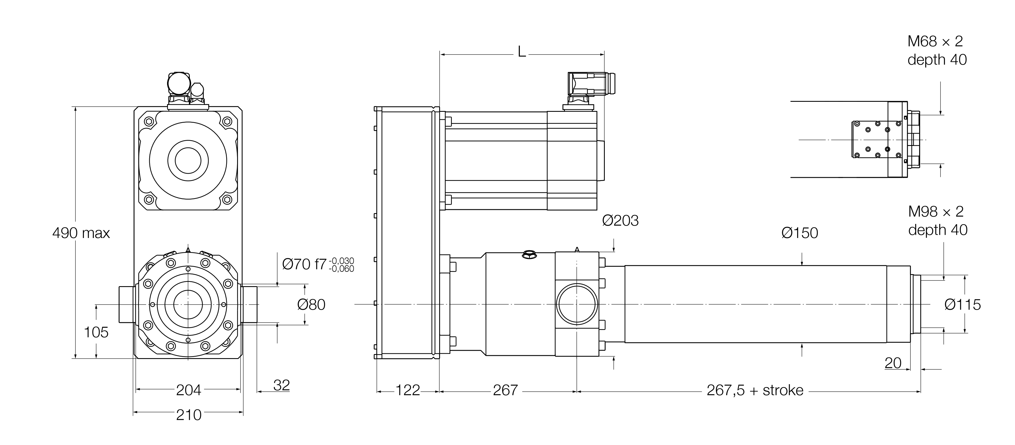 Xi lanh điện SRSA-60xx 6 SRSA-S-60xx parallel bản vẽ
