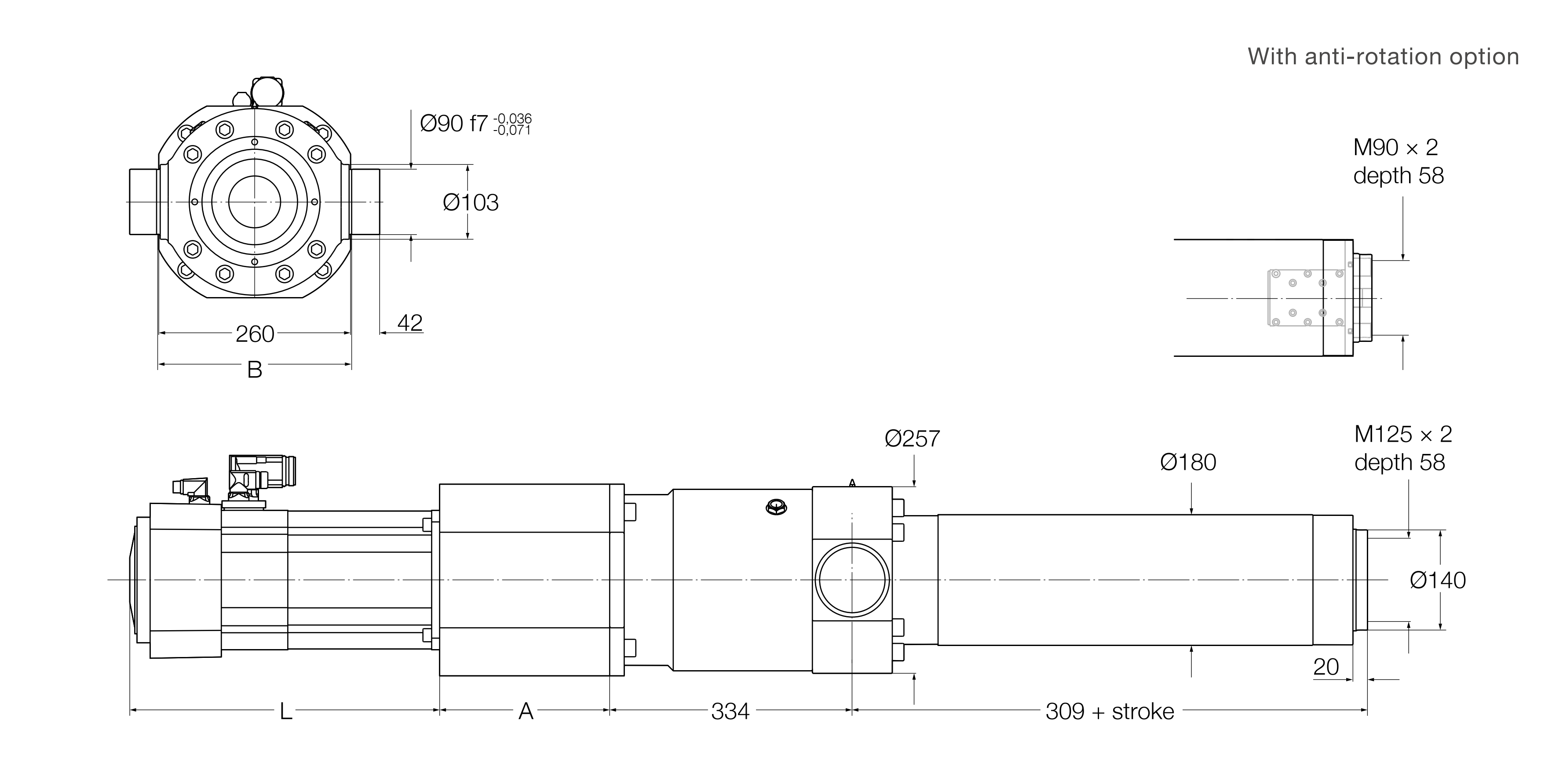 Xi lanh điện SRSA-75xx 3 SRSA-S-75xx inline Bản vẽ