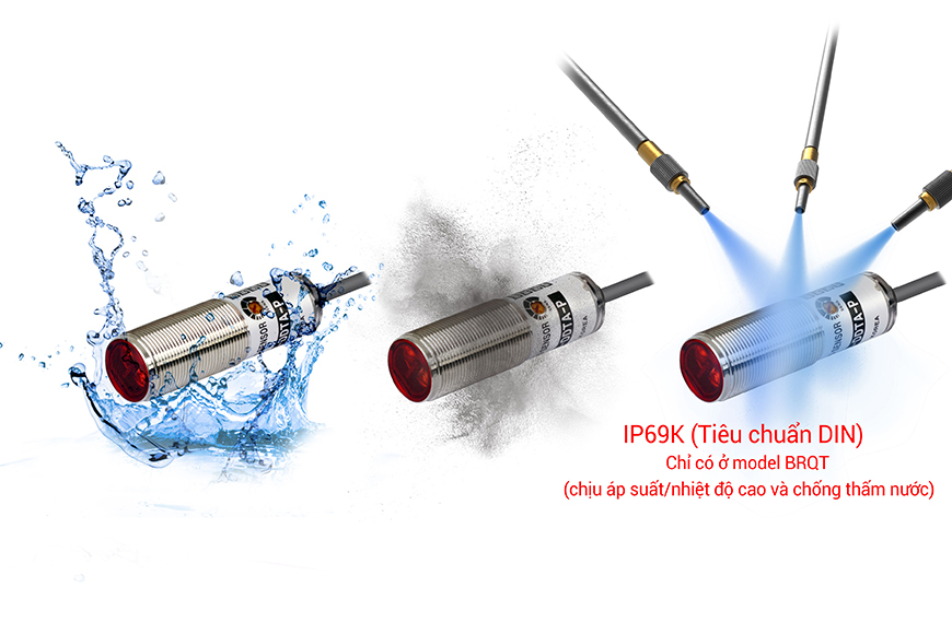 Cấu trúc bảo vệ IP67 (Tiêu chuẩn IEC), IP69K (Tiêu chuẩn DIN) BRQ Autonics