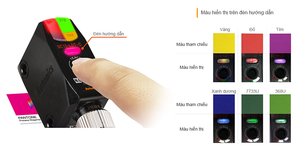 Kiểm tra màu tham chiếu với đèn hướng dẫn BC Autonics
