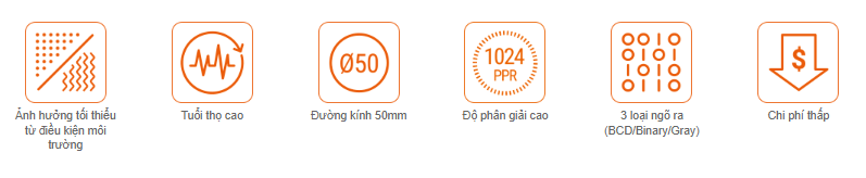 Bộ mã hóa vòng quay MGA50S tuyệt đối 50mm Autonics 1 Các tính năng chính bộ mã hóa vòng quay MGA50S