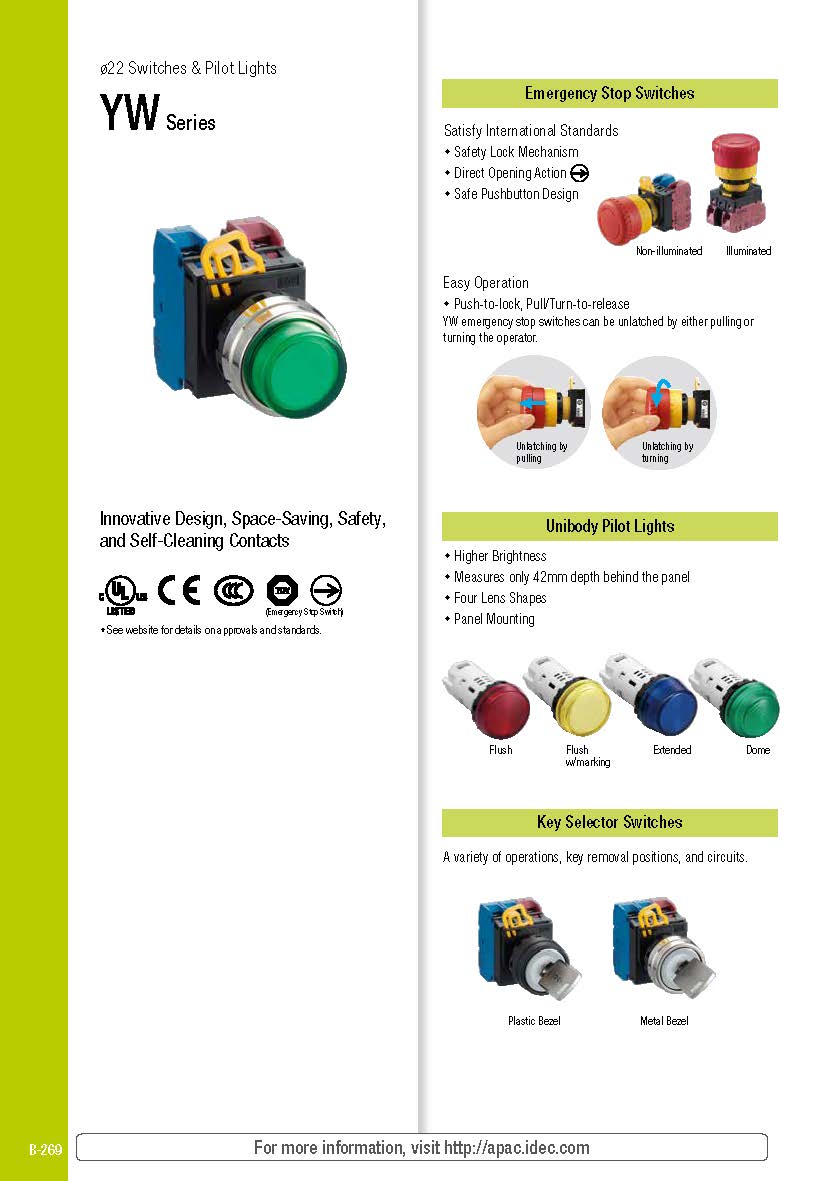 Catalog IDEC Đèn báo, nút nhấn, công tắc YW