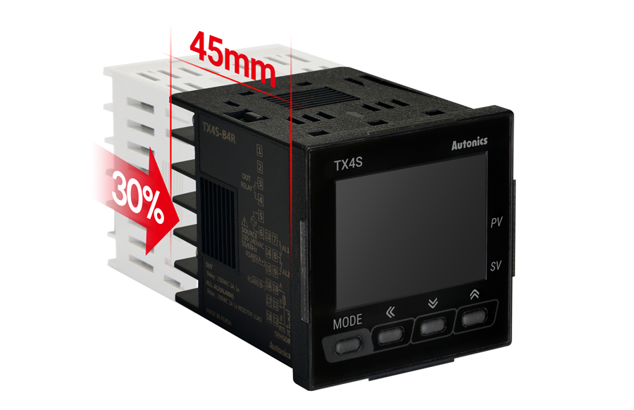 Bộ điều khiển nhiệt độ TX loại PID Autonics 4 Kích thước nhỏ gọn với chiều dài phía sau 45 mm TX