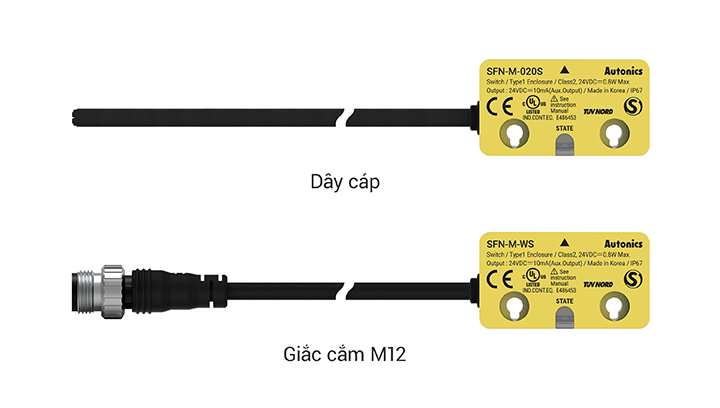 Công tắc an toàn SFN không tiếp xúc Autonics 3 Loại có dây cáp Loại có dây cáp kèm giắc cắm SFN