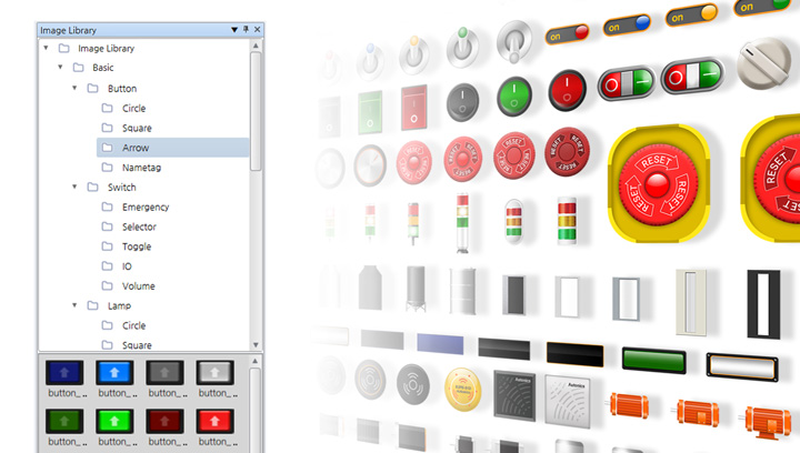 Thư viện hình ảnh có thể được cập nhật, cho phép người dùng thiết kế bố cục màn hình chân thật hơn GP-A104