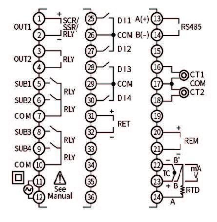 Bộ điều khiển nhiệt độ kỹ thuật số VX2 2 Sơ đồ đấu dây bộ điều khiển nhiệt độ kỹ thuật số VX2