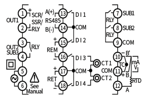 Bộ điều khiển nhiệt độ kỹ thuật số VX4 2 Sơ đồ đấu dây bộ điều khiển nhiệt độ kỹ thuật số VX4