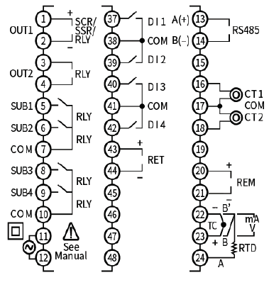 Bộ điều khiển nhiệt độ kỹ thuật số VX9 2 Sơ đồ đấu dây bộ điều khiển nhiệt độ kỹ thuật số VX9