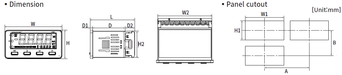 Đồng hồ đo điện áp đa năng Hanyoung LM3 2 Kích thước và mặt cắt bảng điều khiển Đồng hồ đo điện áp đa năng Hanyoung LM