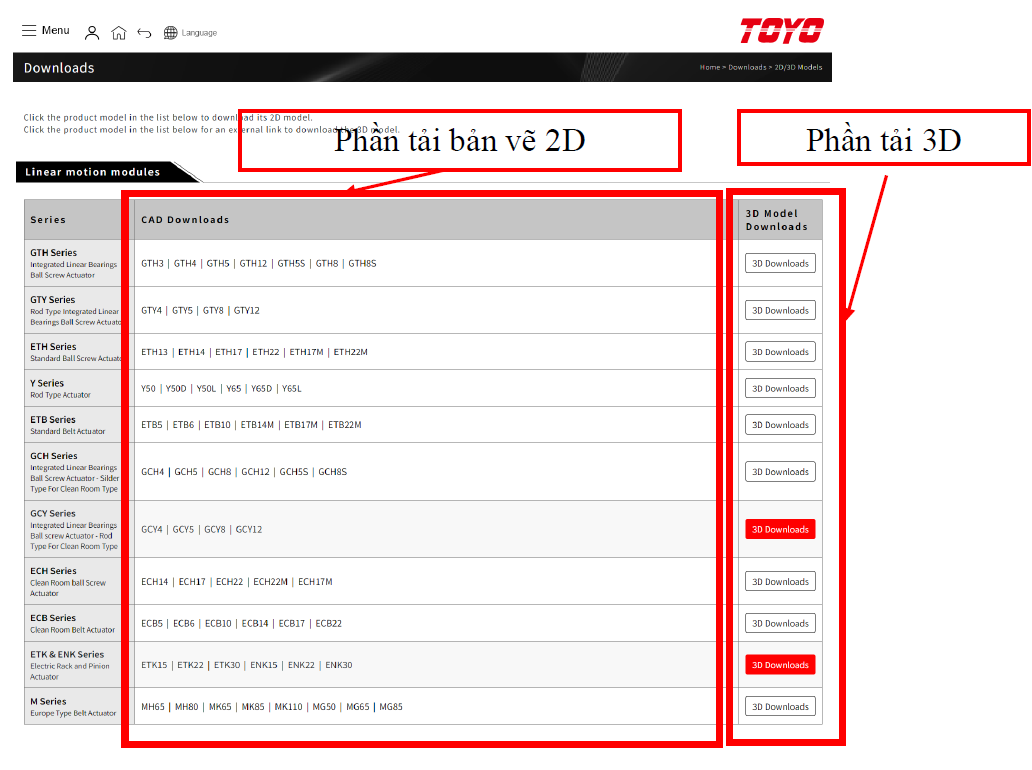Bước 4: Tìm file bản vẽ của mã hãng muốn tải và click vào mục “download”
