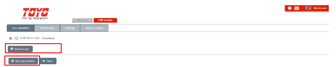 Bước 7: Chọn kiểu file cần tải về ấn “Download CAD”