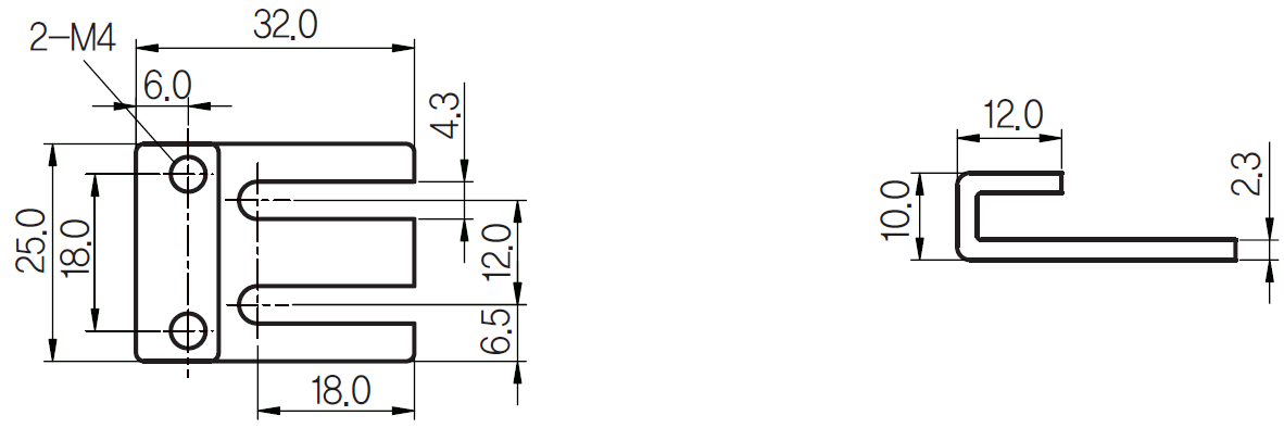 Kích thước và mặt cắt Cảm biến tiệm cận vuông 2 dây DC UP25S