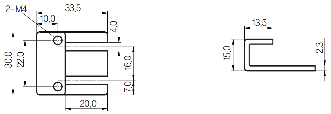 Kích thước và mặt cắt Cảm biến tiệm cận vuông 3 dây DC UP30S-10N