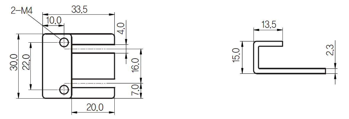 Kích thước và mặt cắt Cảm biến tiệm cận vuông 2 dây AC UP30S