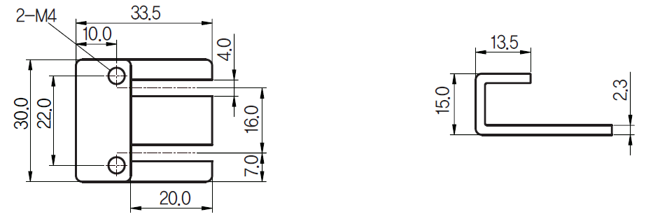 Kích thước và mặt cắt Cảm biến tiệm cận vuông 2 dây DC UP30S