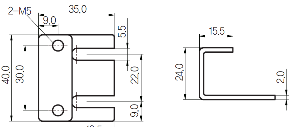 Kích thước và mặt cắt Cảm biến tiệm cận vuông 2 dây DC UP40S
